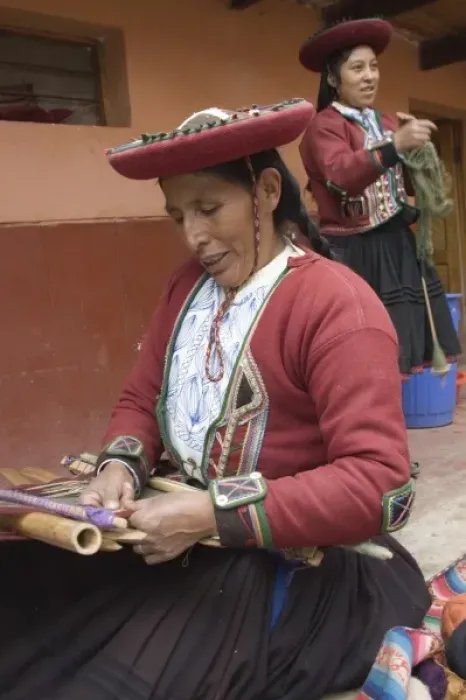 Framed Print : Woman in traditional dress and hat weaving using a backstrap loom to weave, Chinchero Framed Print : Woman in traditional dress and hat weaving using a backstrap loom to weave, Chinchero