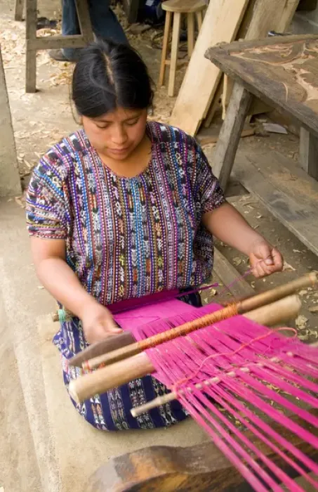 Framed Print : Woman weaving fabrics in small village outside of Antigua Guatemala in Central America Framed Print : Woman weaving fabrics in small village outside of Antigua Guatemala in Central America