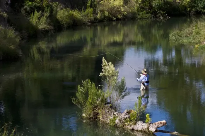 Framed Print : Women flyfishing in the South Llano River, Junction, Texas