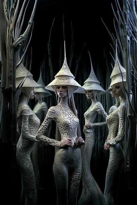 Framed Print : Women in futuristic fashion outfits. ©Jim Zuckerman  /  Jaynes Gallery  /  DanitaDelimont.com