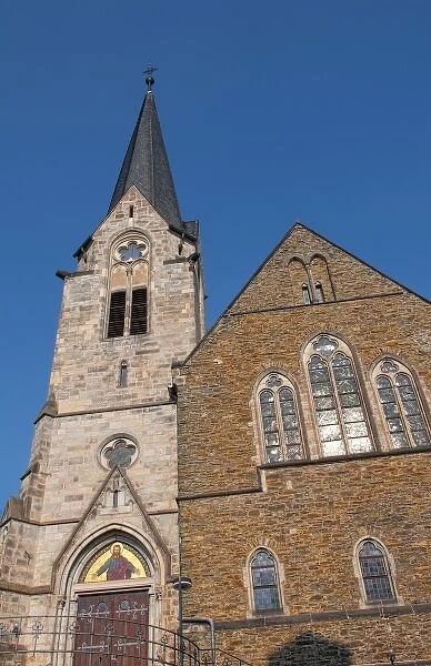 wonderful charming village on Rhine River of Braubach Germany Markus Church Markuskirche