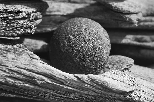 Wood and metal ball abstract