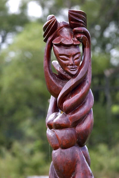 Wood sculptures at Parc des Trois Berets in the village of St. -Jean-Port-Joli along the St