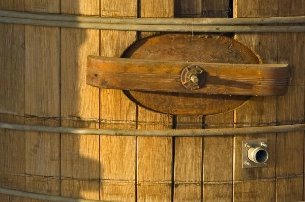 Wooden wine barrel at Deaver Vineyards and Winery in North America, USA, California