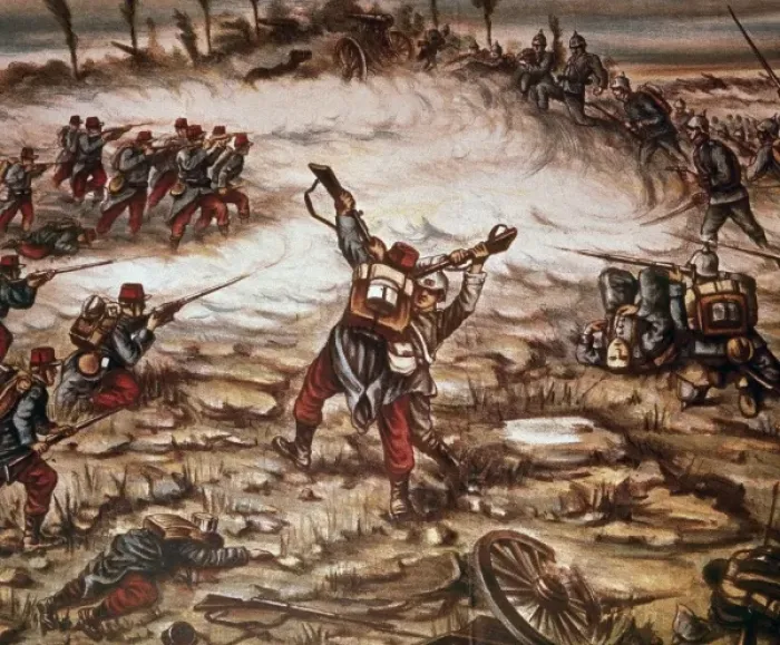 Framed Print : WORLD WAR (1914-1918). Battle between German and French troops. Drawing Framed Print : WORLD WAR (1914-1918). Battle between German and French troops. Drawing