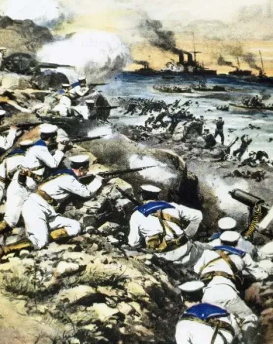Framed Print : World War I (1914-1918). Austrian troops land on Palagruza island. July 1915