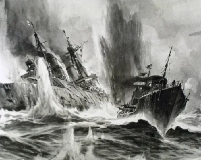 Framed Print : WORLD WAR I (1914-1918). Battle in the North Sea (24 January 1915). The English battleship