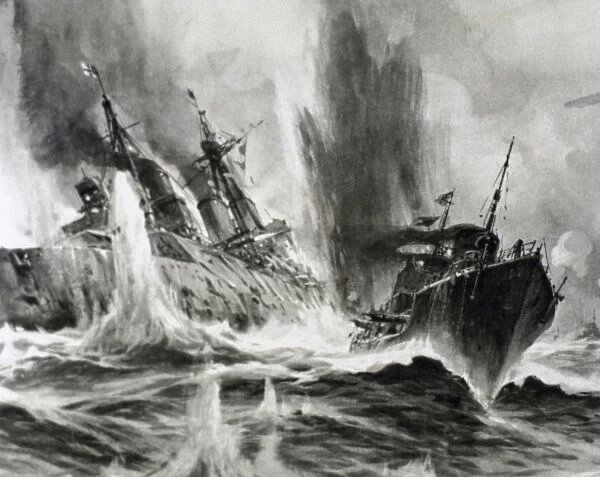 WORLD WAR I (1914-1918). Battle in the North Sea (24 January 1915). The English battleship