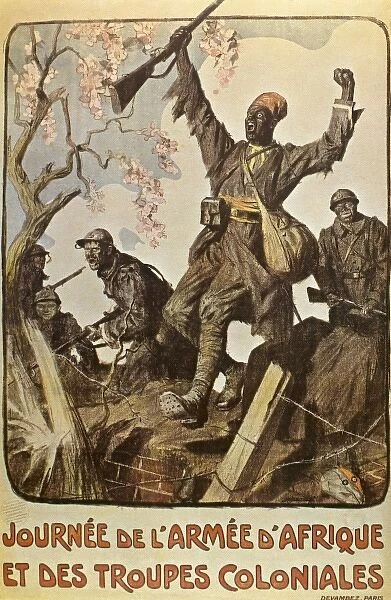 World War I (1914-1918). Poster. Day of the African army and colonial troops