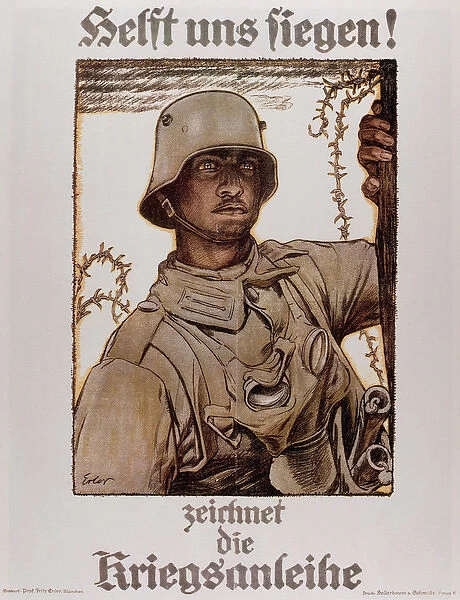 WORLD WAR I (1914-1918). Poster Help us win by Fritz ERLER (1868-1940)