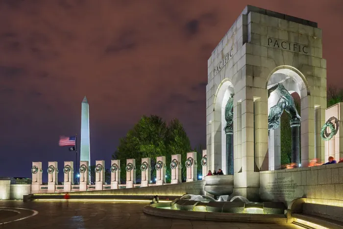 Framed Print : World War II Memorial at night, Washington, D.C, USA Framed Print : World War II Memorial at night, Washington, D.C, USA