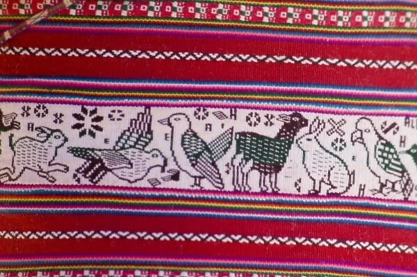 Woven sash with birds (close-up), Taquile Island (also known as Isla Taquile), Lake Titicaca, Peru