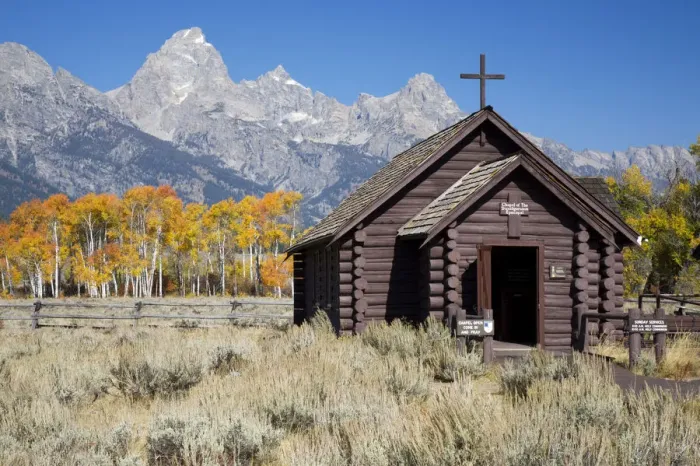 Framed Print : WY, Grand Teton National Park, Chapel of the Transfiguration with Teton Range Framed Print : WY, Grand Teton National Park, Chapel of the Transfiguration with Teton Range