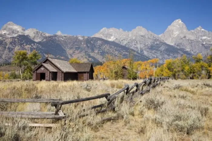 Framed Print : WY, Grand Teton National Park, Chapel of the Transfiguration with Teton Range