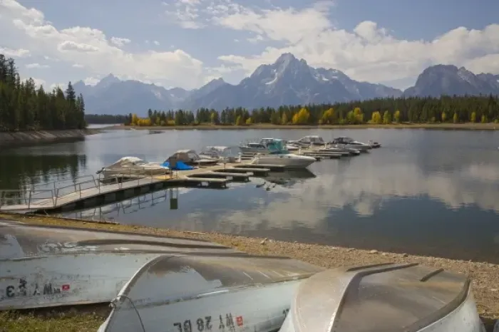 Framed Print : WY, Grand Teton National Park, Colter Bay Marina at Jackson Lake with Teton Range Framed Print : WY, Grand Teton National Park, Colter Bay Marina at Jackson Lake with Teton Range