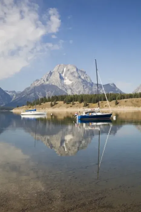 Framed Print : WY, Grand Teton National Park, Signal Mountain Marina at Jackson Lake with Teton Range Framed Print : WY, Grand Teton National Park, Signal Mountain Marina at Jackson Lake with Teton Range