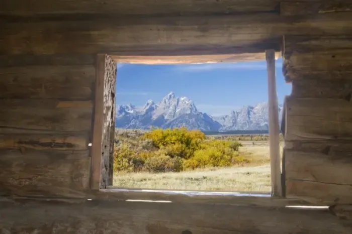 Framed Print : WY, Grand Teton National Park, Teton Range, Cunningham Cabin Historic Site, View