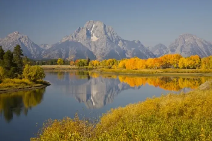 Framed Print : WY, Grand Teton National Park, Teton Range and Mount Moran with Snake River at Oxbow Bend