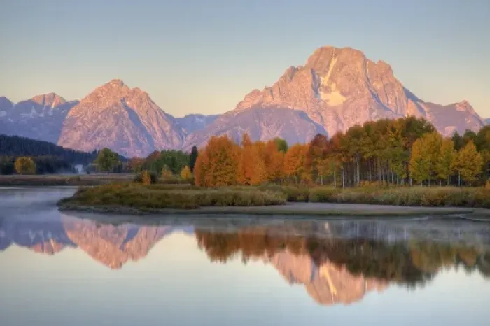 Framed Print : WY, Grand Teton National Park, Teton Range with Mount Moran and Snake River at sunrise