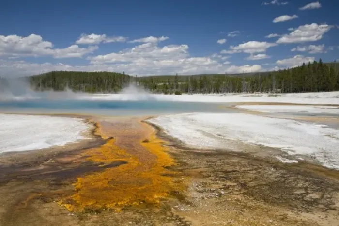 Framed Print : WY, Yellowstone National Park, Black Sand Basin, Rainbow Pool, and colorful bacterial mat Framed Print : WY, Yellowstone National Park, Black Sand Basin, Rainbow Pool, and colorful bacterial mat