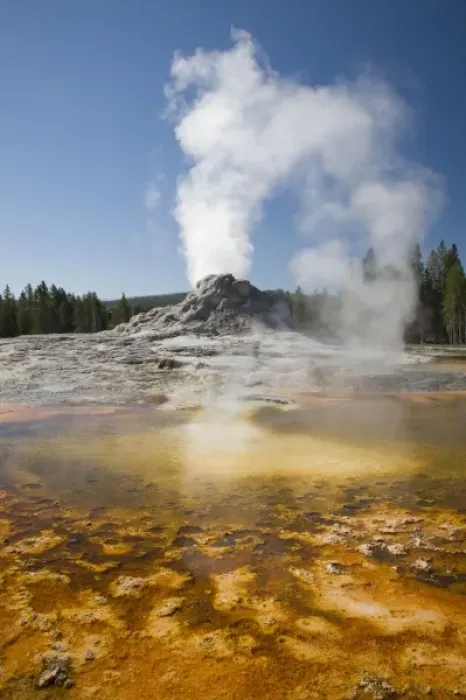 Framed Print : WY, Yellowstone National Park, Upper Geyser Basin, Crested Pool, colorful bacterial mat Framed Print : WY, Yellowstone National Park, Upper Geyser Basin, Crested Pool, colorful bacterial mat