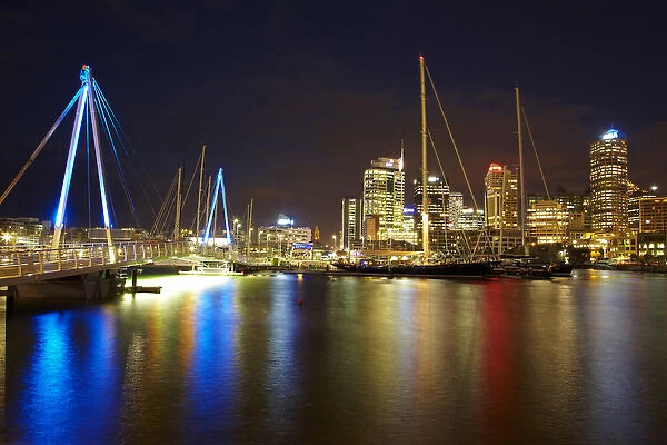 Wynyard Crossing bridge and Central Business District, Auckland waterfront, North Island, New Zealand