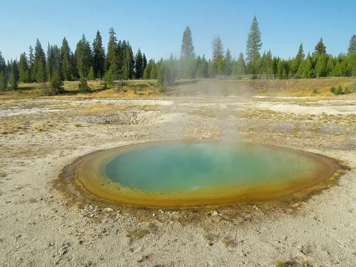 Framed Print : Wyoming, Yellowstone National Park. West Thumb Geyser Basin, Abyss Pool