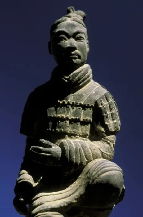 Framed Print : Xi an, China, Miniature sculpture of terracotta warrior sitting cross-legged Framed Print : Xi an, China, Miniature sculpture of terracotta warrior sitting cross-legged