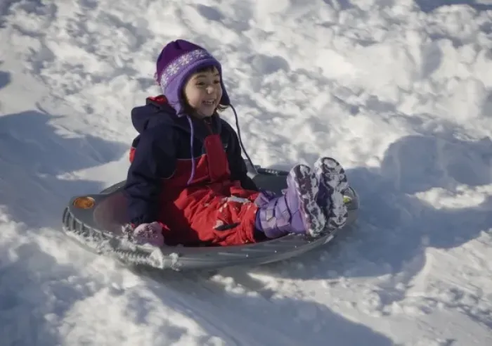 Framed Print : Four year old girl sledding in the winter at Mt. Rainier National Park, Washington. (MR) Framed Print : Four year old girl sledding in the winter at Mt. Rainier National Park, Washington. (MR)