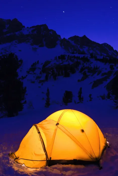 Framed Print : Yellow dome tent at night in winter, John Muir Wilderness, Sierra Nevada Mountains Framed Print : Yellow dome tent at night in winter, John Muir Wilderness, Sierra Nevada Mountains