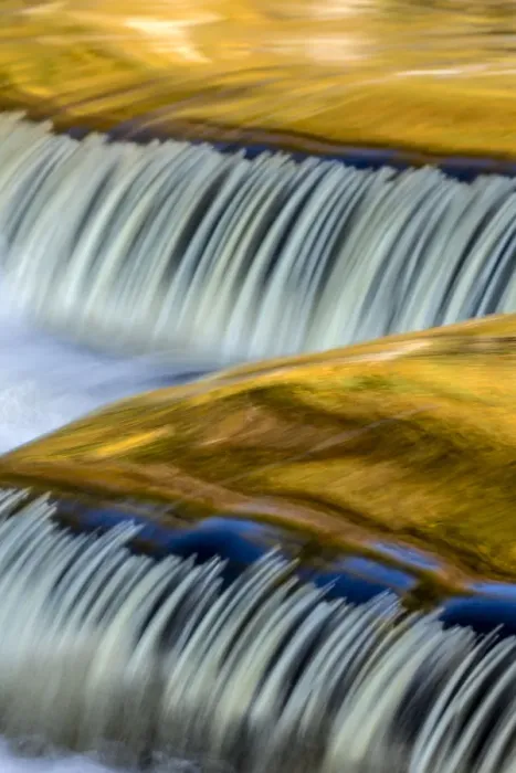 Framed Print : Yellow and golds reflect from tree into The Middle Branch of the Ontonagon River