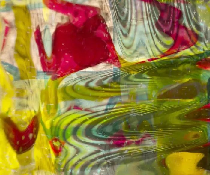 Framed Print : Yellow, green and red abstract