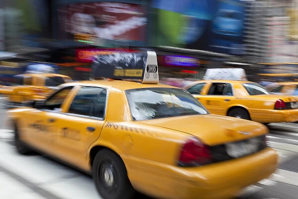 Yellow taxi Cabs, just off Times Square, Manhattan, New York