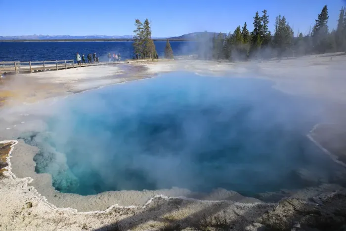 Framed Print : Yellowstone National Park, West Thumb Geysers, Lake Yellowstone