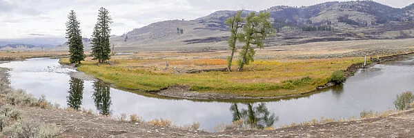 Yellowstone National Park, Wyoming, USA. Panorama landscape of Slough Creek