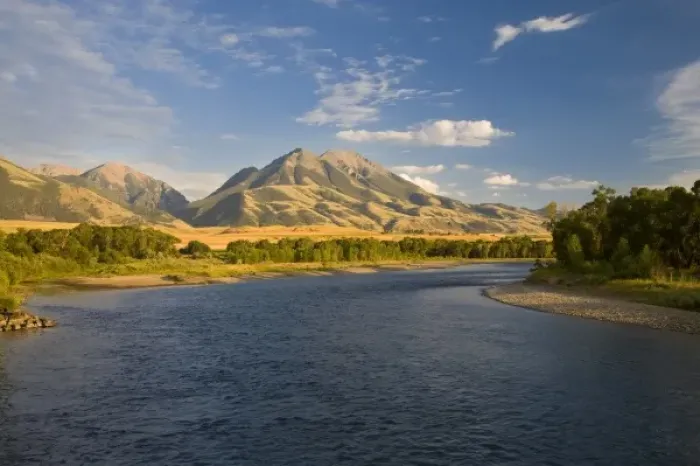 Framed Print : The Yellowstone River with Emigrant Peak in Paradise Valley of Montana