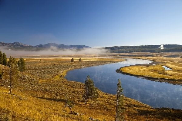 The Yellowstone River snakes through the Hayden Valley in Yellowstone National Park