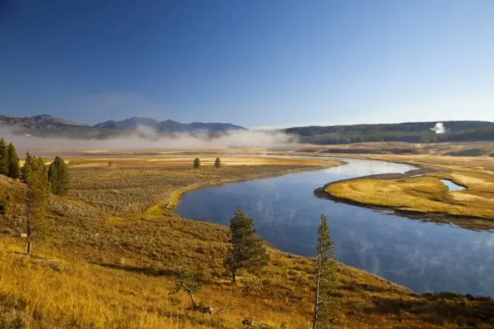 Framed Print : The Yellowstone River snakes through the Hayden Valley in Yellowstone National Park