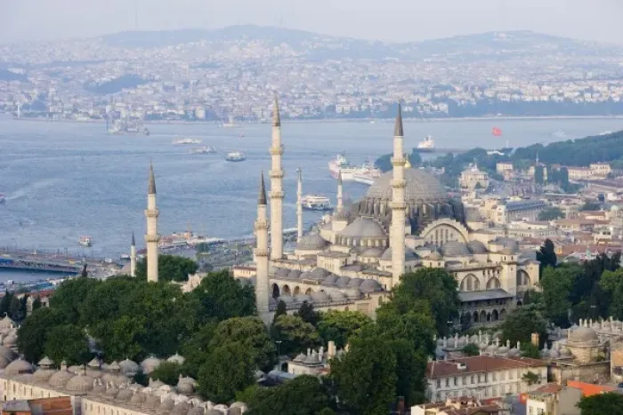 Framed Print : Yeni Cami (New Mosque), aerial, Istanbul - 2010 European Capital of Culture - Turkey