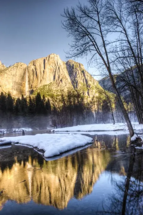 Framed Print : Yosemite Falls reflection in Merced River. Yosemite, California, US Framed Print : Yosemite Falls reflection in Merced River. Yosemite, California, US