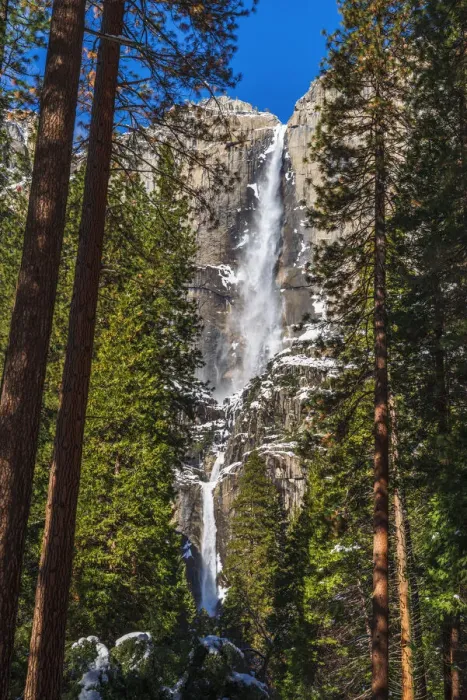 Framed Print : Yosemite Falls in winter, Yosemite National Park, California, USA