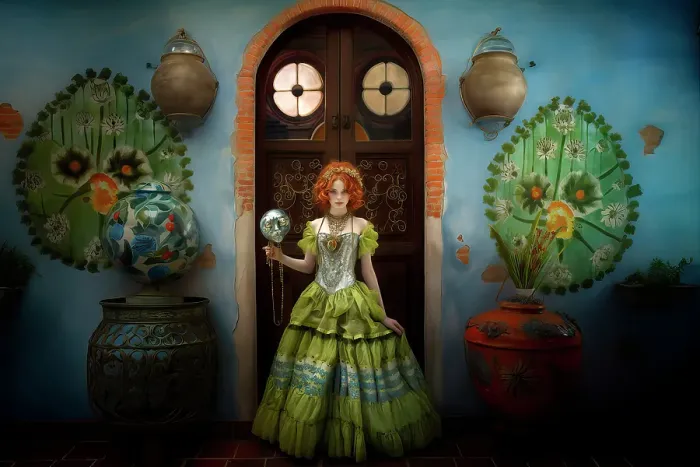 Framed Print : Young redheaded girl in green dress. ©Jim Zuckerman  /  Jaynes Gallery  /  DanitaDelimont.com