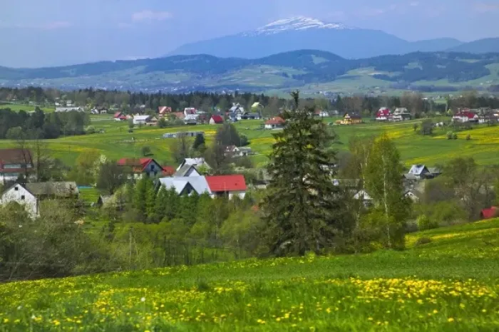 Framed Print : Zakopane nestled in the Tatra Mountains with farmlands, Poland Framed Print : Zakopane nestled in the Tatra Mountains with farmlands, Poland