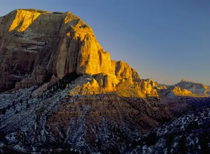 Framed Print : Zion National Park, Utah. USA. Timber Top Mountain at sunset in winter. Kolob Canyons Framed Print : Zion National Park, Utah. USA. Timber Top Mountain at sunset in winter. Kolob Canyons