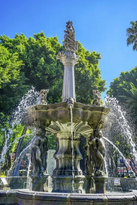 Framed Print : Zocalo Park Plaza San Miguel Archangel Fountain Puebla, Mexico. Fountain built in 1777 Framed Print : Zocalo Park Plaza San Miguel Archangel Fountain Puebla, Mexico. Fountain built in 1777