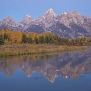 67545-09414 Sunrise at Schwabacher Landing in fall, Grand Teton National Park, WY