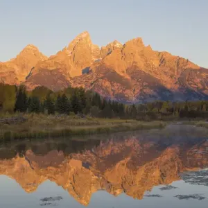 67545-09420 Sunrise at Schwabacher Landing in fall, Grand Teton National Park, WY