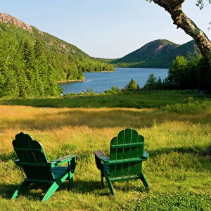The Adirondack Chairs on the lawn of the Jordan Pond House in Maines Acadia National Park