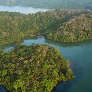 aerial image of Panama Canal and Lake Gatun, Panama