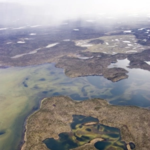An aerial view of the arctic wilderness in the heart of the Arctic National Wildlife Refuge